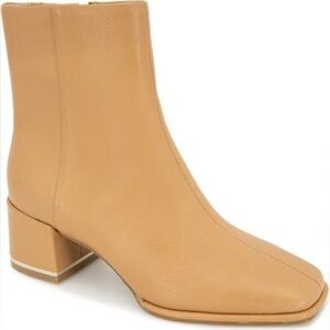 Kenneth Cole Edie Tan Leather Block Heel Ankle Booties Size 8M